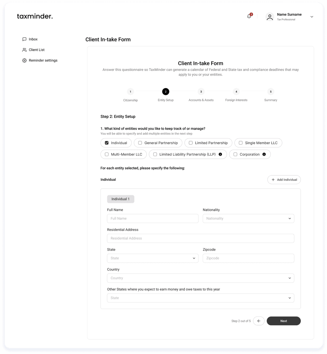 Client In-Take Form
